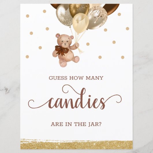 Teddy Bear raad eens hoeveel Snoepjes Baby shower  (Voorkant)