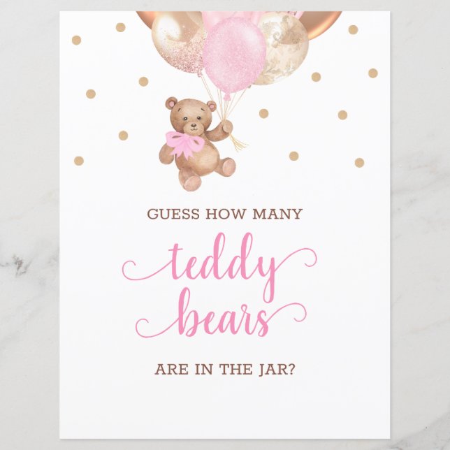 Teddy Bear raad eens hoeveel Snoepjes Baby shower  (Voorkant)