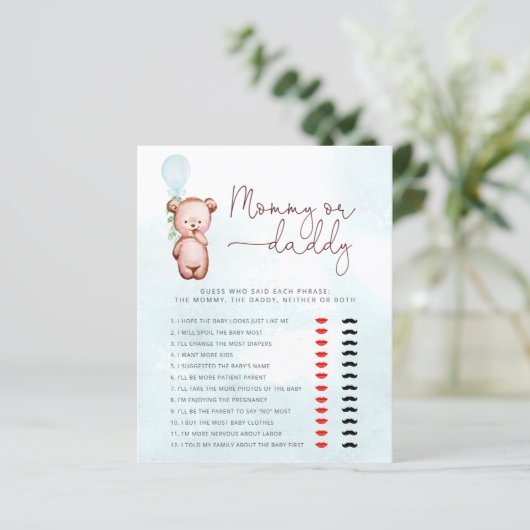 Teddy Bear raad eens wie het zei mama of papa Game (Staand voorkant)