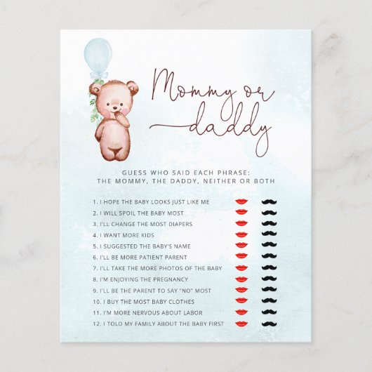 Teddy Bear raad eens wie het zei mama of papa Game (Voorkant)