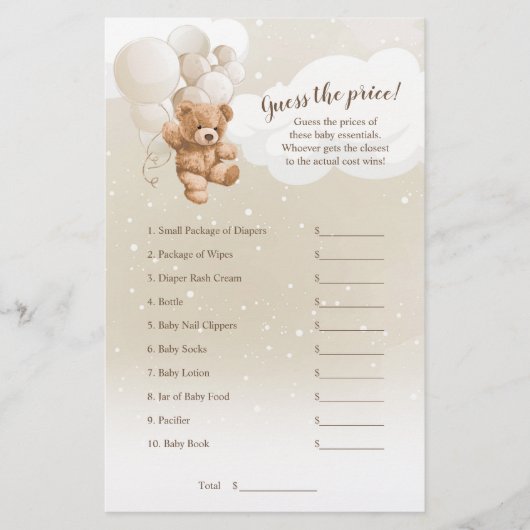 Teddy Bear raadt de prijsspelbrochure Flyer (Voorkant)