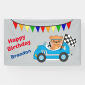 Teddy Bear Race verjaardagsfeestje Spandoek (Horizontaal)