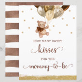 Teddy Bear raden hoeveel Kisses Sign Baby shower (Voorkant / Achterkant)