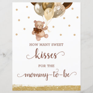Teddy Bear raden hoeveel Kisses Sign Baby shower