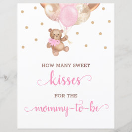 Teddy Bear raden hoeveel Kisses Sign Baby shower