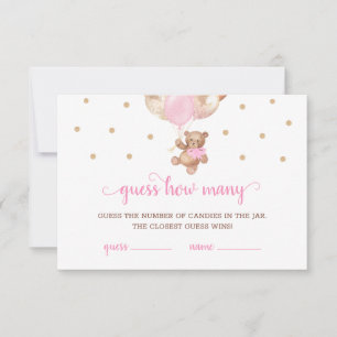 Teddy Bear raden hoeveel Snoepjes Baby shower spel Kaart