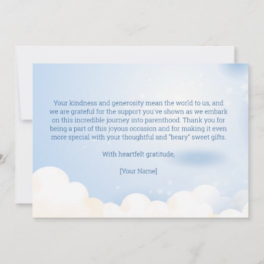 Teddy Bear Rainbow Boys Baby shower Bedankkaart (Achterkant)