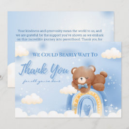 Teddy Bear Rainbow Boys Baby shower Bedankkaart