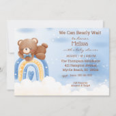 Teddy Bear Rainbow Boys Baby shower Kaart (Voorkant)