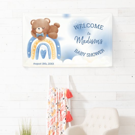 Teddy Bear Rainbow Boys Baby shower Spandoek (Insitu)