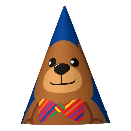 Teddy Bear Rainbow Cute 1e verjaardag Feesthoedjes (Voorkant)