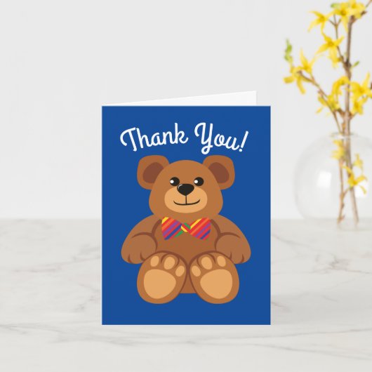 Teddy Bear Rainbow Cute 1e verjaardag Kaart (Gele Bloem)