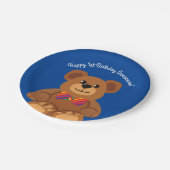 Teddy Bear Rainbow Cute 1e verjaardag Papieren Bordje (Gekanteld)