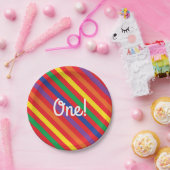 Teddy Bear Rainbow Cute 1e verjaardag Papieren Bordje (Feest)