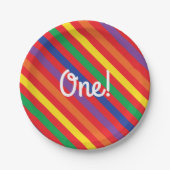 Teddy Bear Rainbow Cute 1e verjaardag Papieren Bordje (Voorkant)