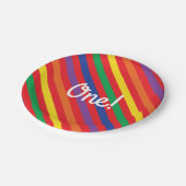 Teddy Bear Rainbow Cute 1e verjaardag Papieren Bordje (Gekanteld)