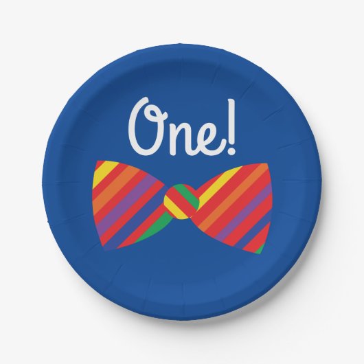 Teddy Bear Rainbow Cute 1e verjaardag Papieren Bordje (Voorkant)