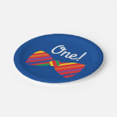 Teddy Bear Rainbow Cute 1e verjaardag Papieren Bordje (Gekanteld)