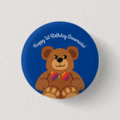 Teddy Bear Rainbow Cute 1e verjaardag Ronde Button 3,2 Cm (Voorkant)