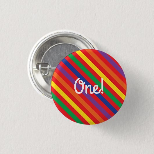 Teddy Bear Rainbow Cute 1e verjaardag Ronde Button 3,2 Cm (Voorkant /achterkant)