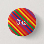 Teddy Bear Rainbow Cute 1e verjaardag Ronde Button 3,2 Cm (Voorkant)