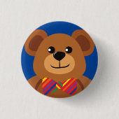 Teddy Bear Rainbow Cute 1e verjaardag Ronde Button 3,2 Cm (Voorkant)