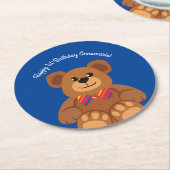 Teddy Bear Rainbow Cute 1e verjaardag Ronde Kartonnen Onderzetter (Gebogen)