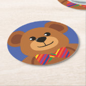 Teddy Bear Rainbow Cute 1e verjaardag Ronde Kartonnen Onderzetter (Gebogen)