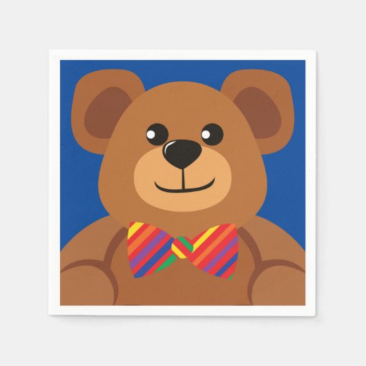 Teddy Bear Rainbow Cute 1e verjaardag Servet (Voorkant)