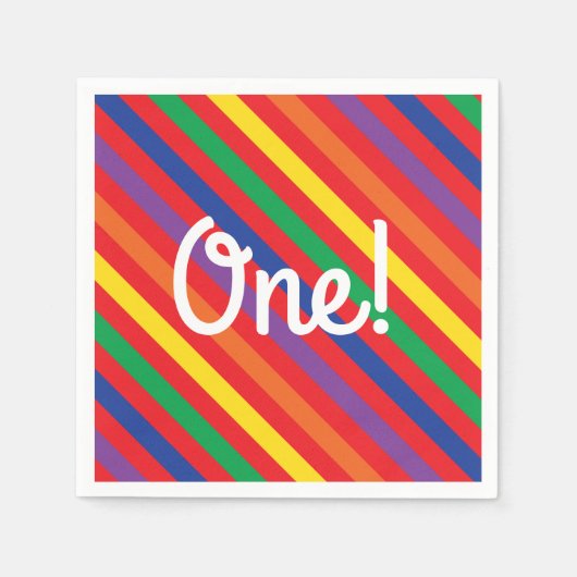 Teddy Bear Rainbow Cute 1e verjaardag Servet (Voorkant)