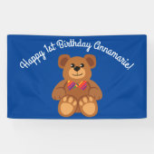 Teddy Bear Rainbow Cute 1e verjaardag Spandoek (Horizontaal)
