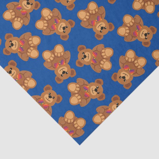 Teddy Bear Rainbow Cute 1e verjaardag Tissuepapier (Detail)
