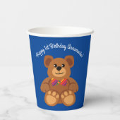 Teddy Bear Rainbow Cute Kind Birthday Party Papieren Bekers (Achterkant)