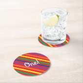 Teddy Bear Rainbow Cute Kind Birthday Party Ronde Kartonnen Onderzetter (Insitu)