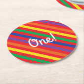 Teddy Bear Rainbow Cute Kind Birthday Party Ronde Kartonnen Onderzetter (Gebogen)