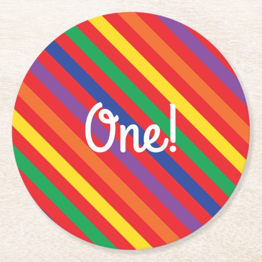 Teddy Bear Rainbow Cute Kind Birthday Party Ronde Kartonnen Onderzetter (Voorkant)