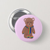 Teddy Bear, Rainbow Scarf en Paws, homoseksuele Bu Ronde Button 5,7 Cm (Voorkant /achterkant)