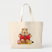 Teddy Bear Reading Grote Tote Bag (Voorkant)