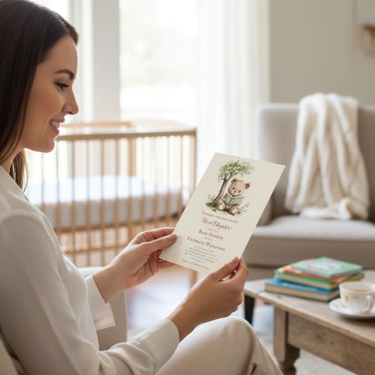  Teddy Bear Reading Next Chapter Baby shower Kaart