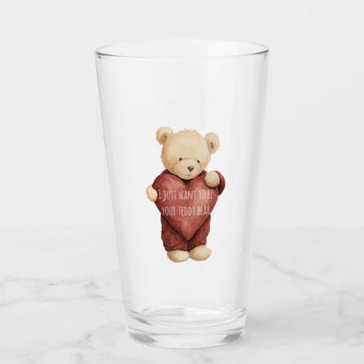 Teddy Bear Red Heart Glas (Voorkant)