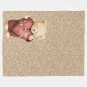 Teddy Bear Red Heart Gold Glitter Fleece Deken (Voorkant (Horizontaal))