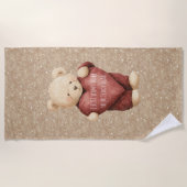 Teddy Bear Red Heart Gold Glitter Strandlaken (Voorkant)