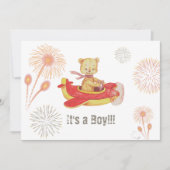 *~* Teddy Bear Red Plane Baby Boy Shower Kaart (Voorkant)