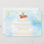 *~* Teddy Bear Red Plane Baby Stars Boy Shower Kaart (Achterkant)