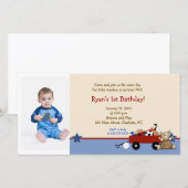 Teddy Bear Red Wagon 8x4 Birthday-fotokaart (Voorkant / Achterkant)