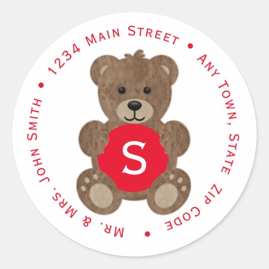 Teddy Bear Retouradres Ronde Sticker (Voorkant)