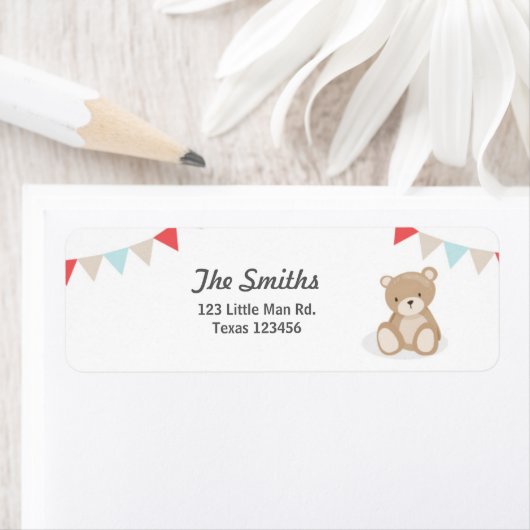 Teddy Bear Return Address Labels White (Insitu)
