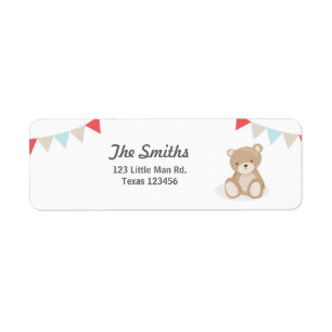 Teddy Bear Return Address Labels White