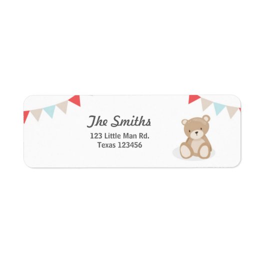 Teddy Bear Return Address Labels White (Voorkant)