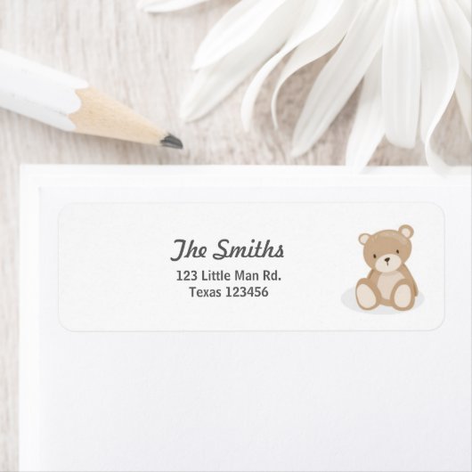 Teddy Bear Return Address Labels White (Insitu)